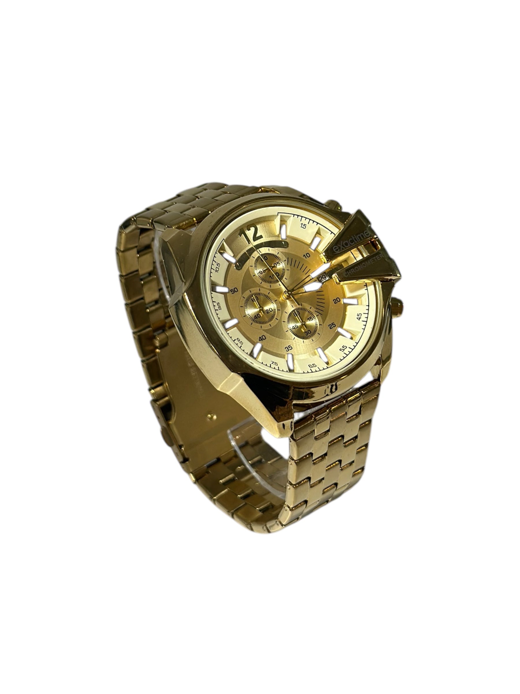 Gold Plated Chronograph Steel Watch Quartz Movement