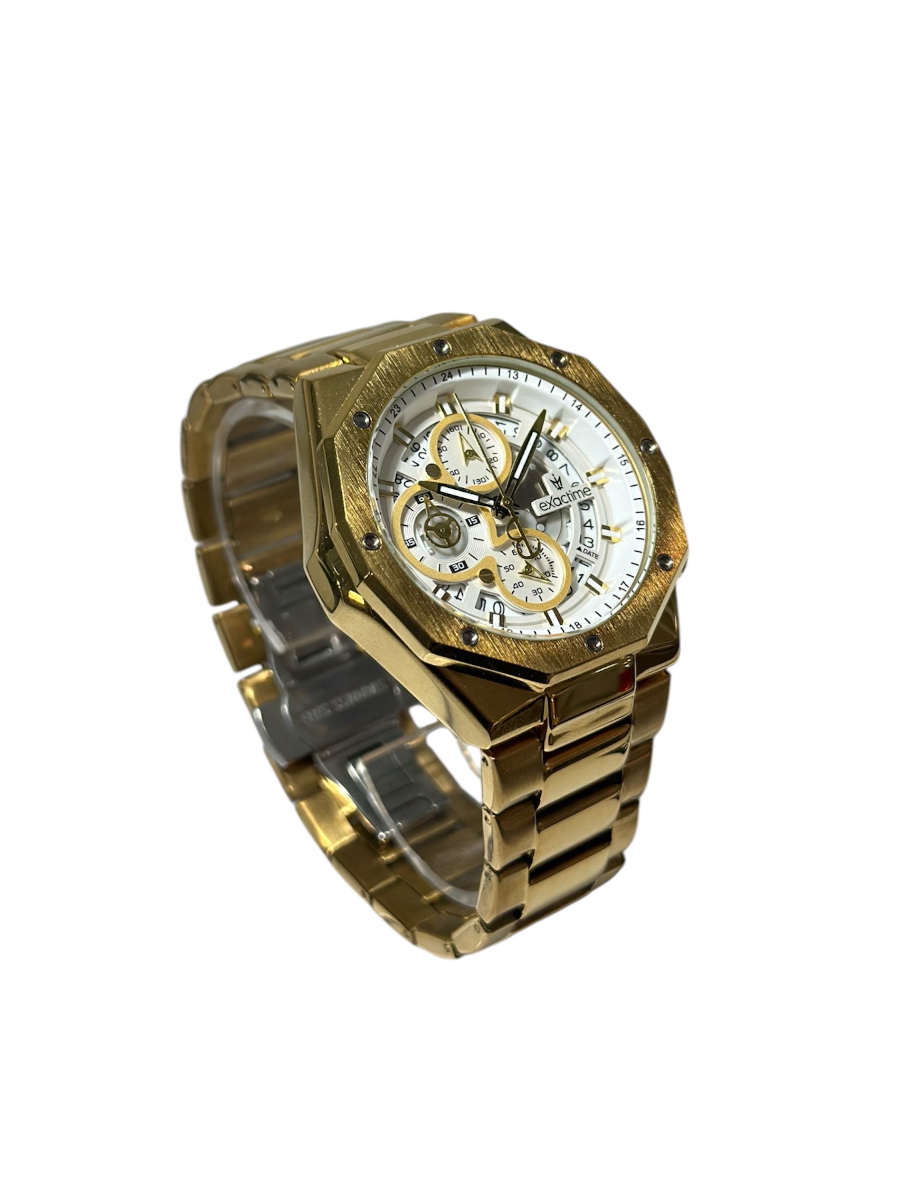 Gold Plated Chronograph Steel Watch Quartz Movement