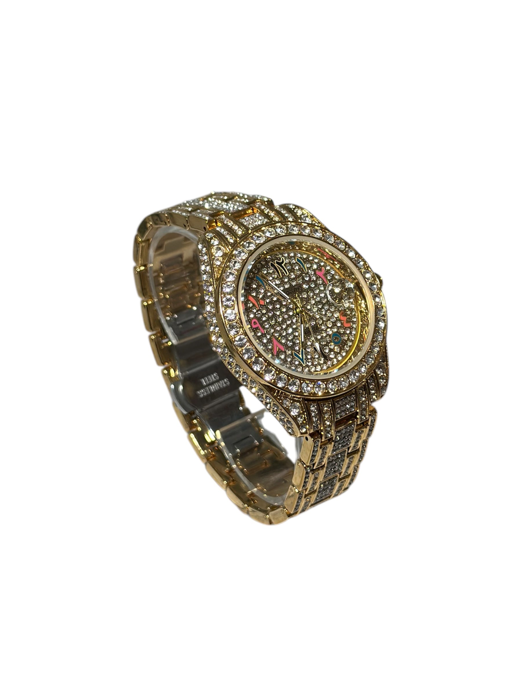 Gold Plated Steel Watch Quartz Movement / Green Dial