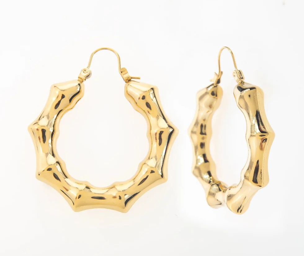 Pendientes de aro con textura Chapado en oro