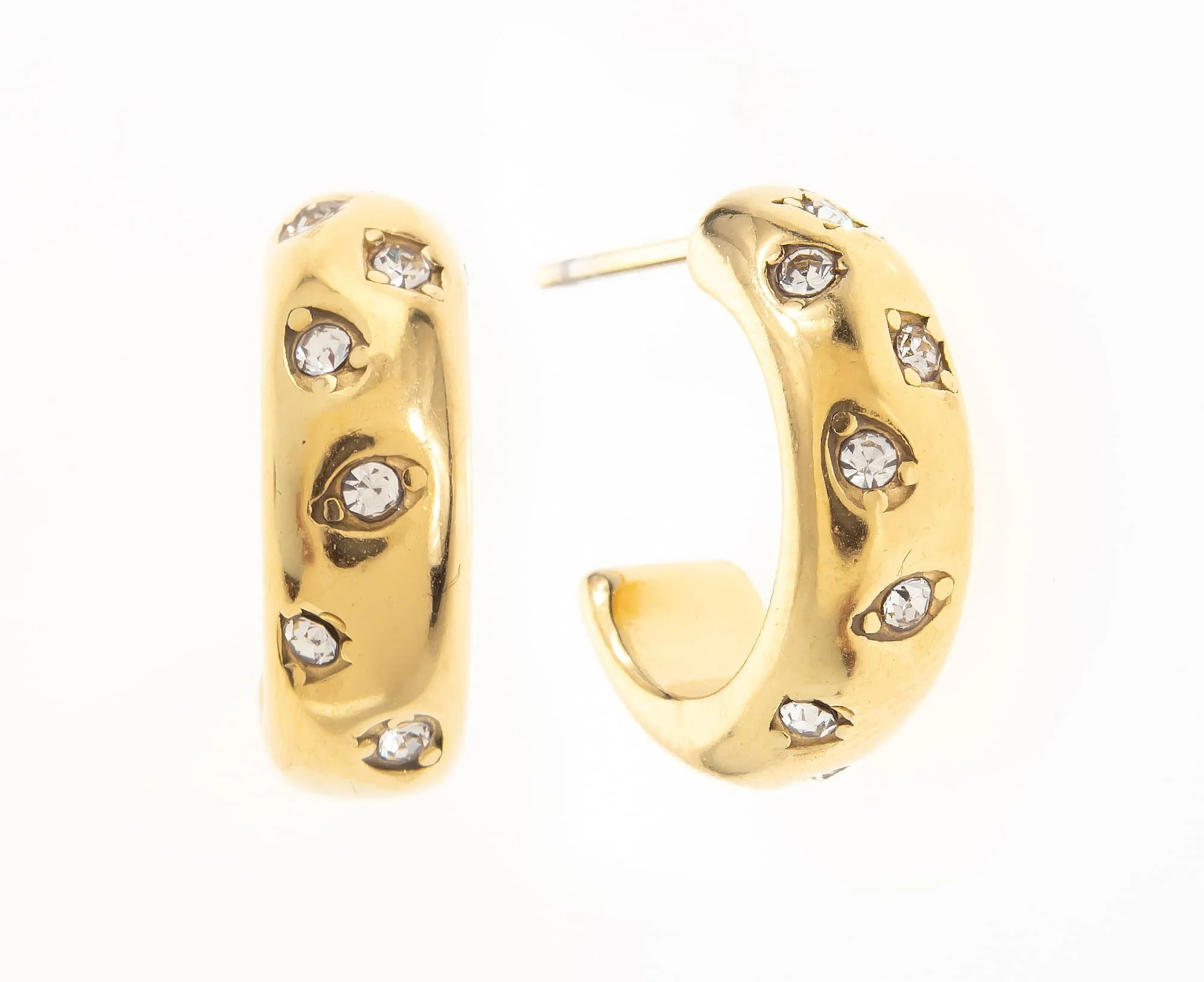 Pendientes de aro con zirconitas Chapado en oro