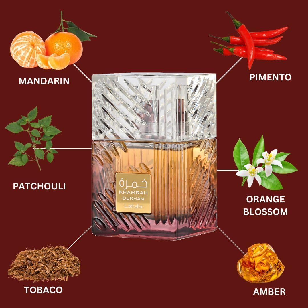 Perfume Khamrah Dukhan Lattafa 100 ml, perfume unisex - Pimento picante ahumado
